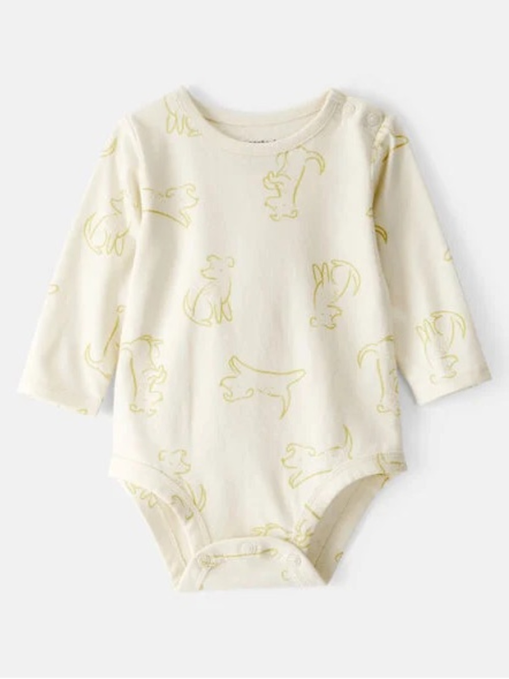 Carter’s Baby Dog Print Cotton Long-Sleeve Fashion Bodysuit - Ivory 3M